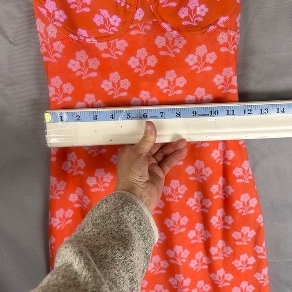 NWT Free People Printed Got Glam Slip Midi Dress XS Coral Orange Pink Floral - Picture 6 of 10
